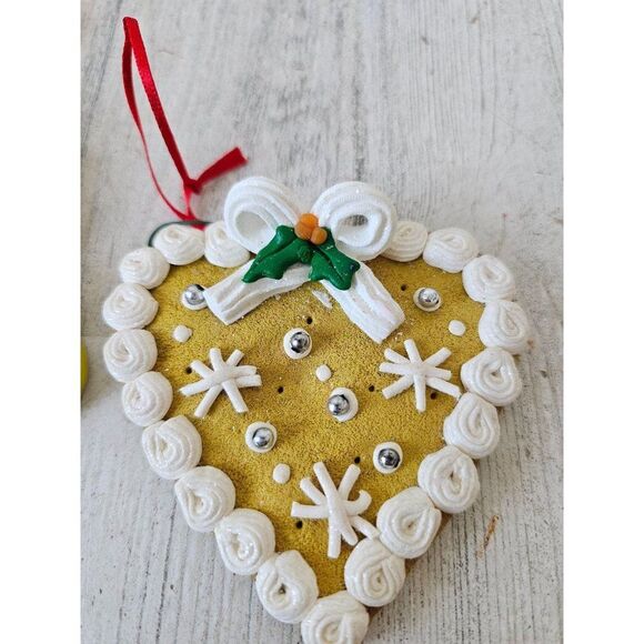 Vintage cookie candy cane heart present ornament lot clay set Xmas tree - Picture 3 of 13